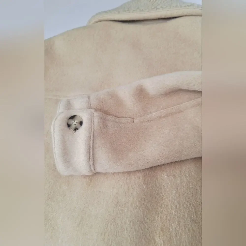 Gb Girls Cream Large Button Jacket with Faux Fur Collar - XL